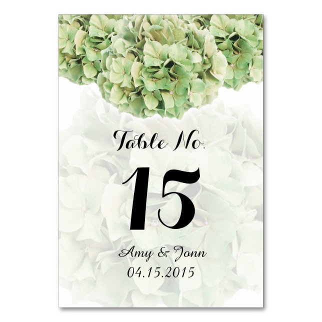 Carte mariage verte hydrangea nombres hydrangea2 (Dos)