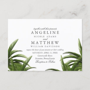 Carte Mariage verte Tropical Palm Tree