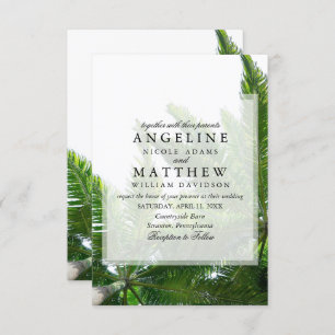 Carte Mariage verte Tropical Palm Tree