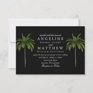 Carte Mariage verte Tropical Palm Tree