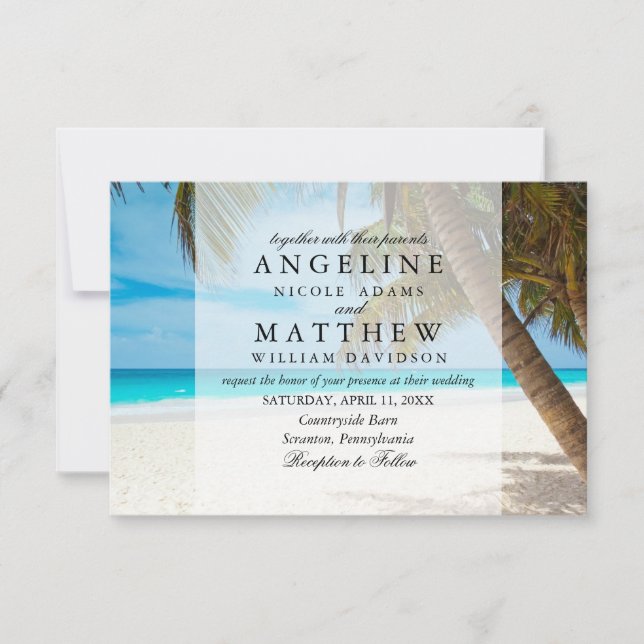 Carte Mariage verte Tropical Palm Tree (Devant)