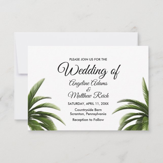 Carte Mariage verte Tropical Palm Tree (Devant)