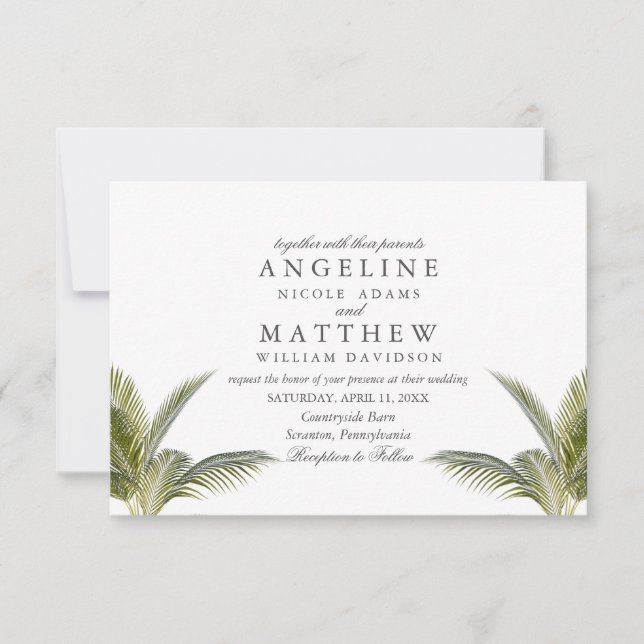 Carte Mariage verte Tropical Palm Tree (Devant)