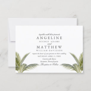 Carte Mariage verte Tropical Palm Tree