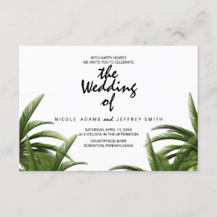 Carte Mariage verte Tropical Palm Tree
