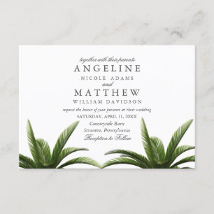 Carte Mariage verte Tropical Palm Tree