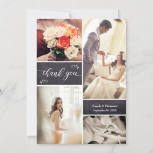 Carte Mariage vertical Rustique Photo Collage Merci