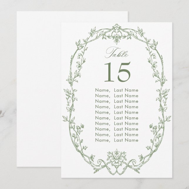 Carte Mariage Victorian Sage Green (Devant / Derrière)