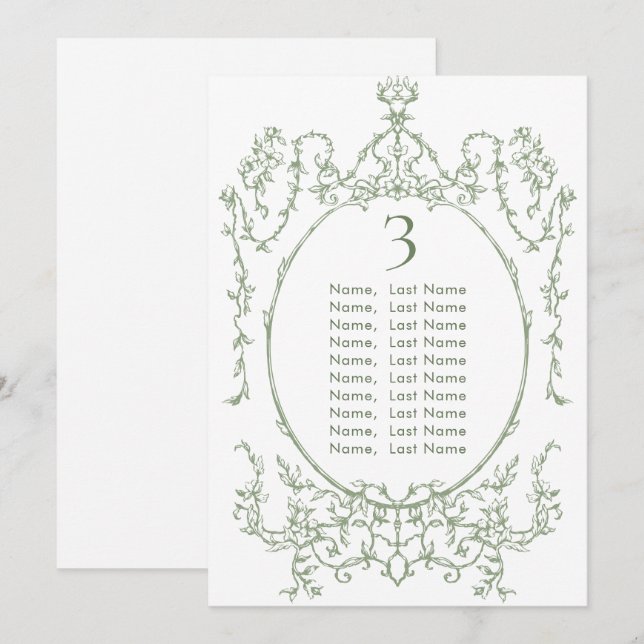 Carte Mariage Victorian Sage Green (Devant / Derrière)