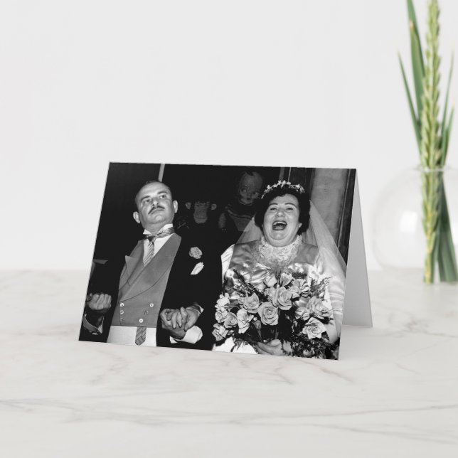 Carte Mariage Vintage - Couple Heureux (Devant)