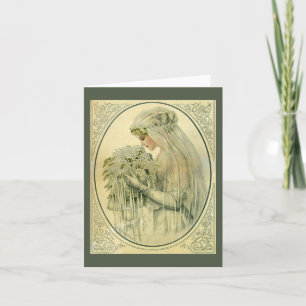 Carte Mariage vintage, Portrait de mariée victorienne