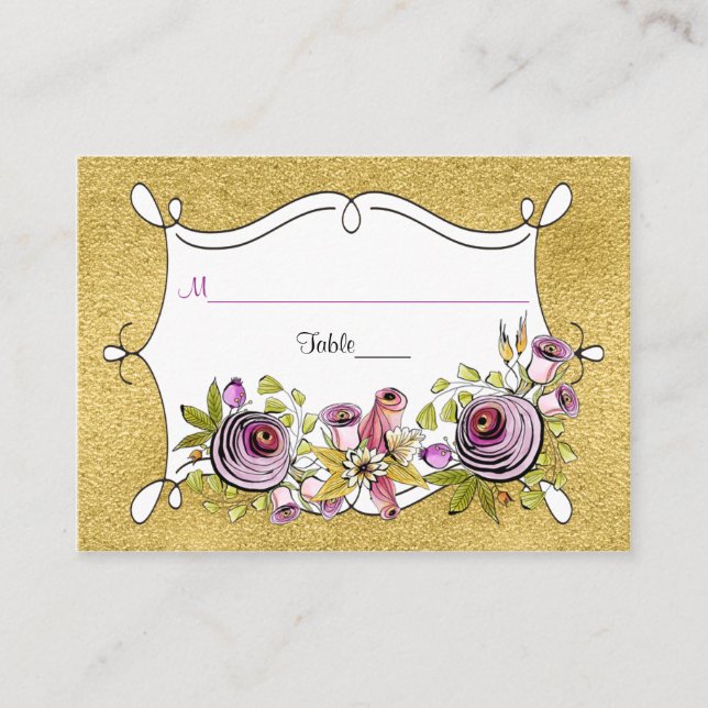 Carte Mariage Whimsical | FAUX Gold Foil (Devant)