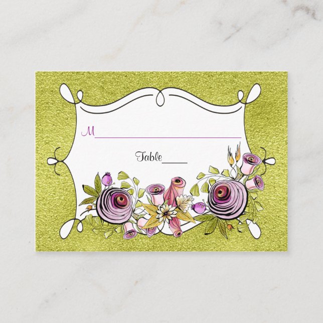 Carte Mariage Whimsical | FHuile verte FAUX (Devant)
