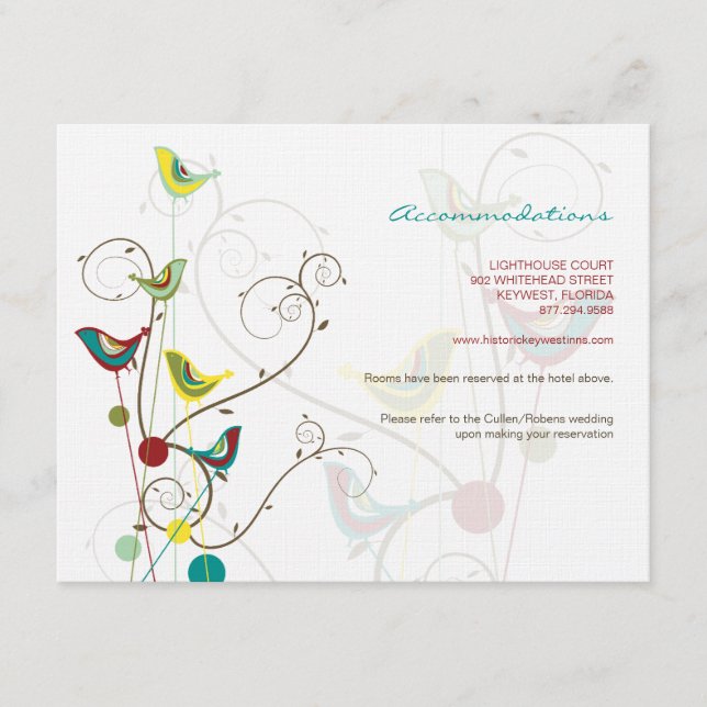 Carte Mariage Whimsical Summer Bird And Swirls (Devant)