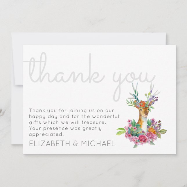 Carte Mariage Woodland DeerThank You (Devant)