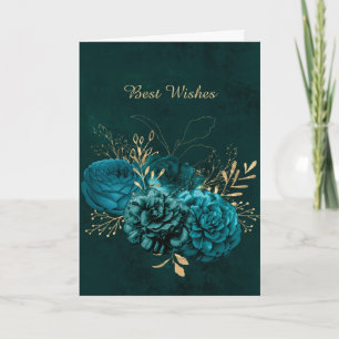 Carte MariageTeal Floral Rustic Félicitations