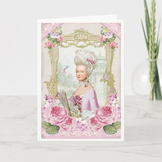 Carte Marie Antoinette French Paris Versailles roses (Devant)