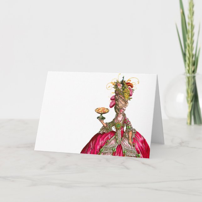 Carte Marie Antoinette paon et gâteau (Devant)