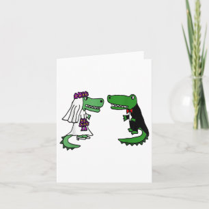 Carte Mariée Amusante Et Alligator Groom Mariée Souriant