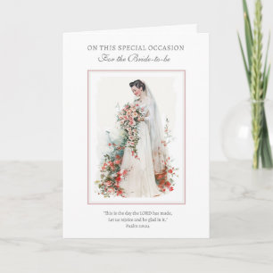 Carte Mariée catholique vintage Rosaire floral et croix