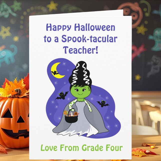 Carte Mariée de Frankenstein Halloween pour Enseignant  (Créateur téléchargé)