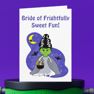 Carte Mariée de Frankenstein Kawaii Halloween avec des b