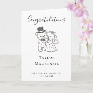 Carte Mariée et fille Teddy Bear Félicitations Mariage