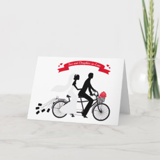 Carte mariée et mariée sur vélo mariage