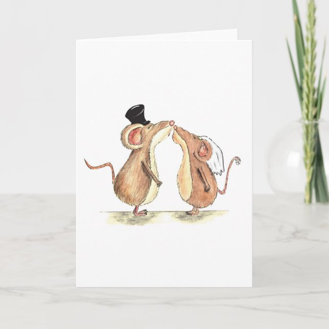 Carte Mariée et salle de bain - souris de baiser - Cadea (Devant)