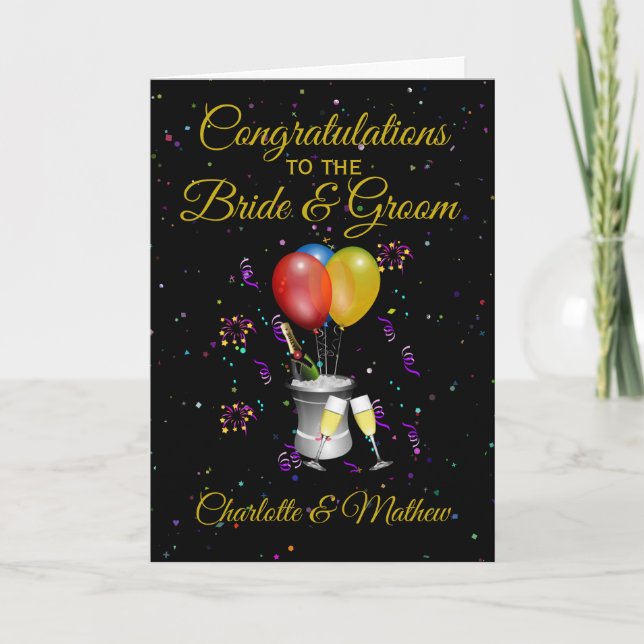 Carte Mariée et salle de mariage Sparkling Wine Congrats (Devant)