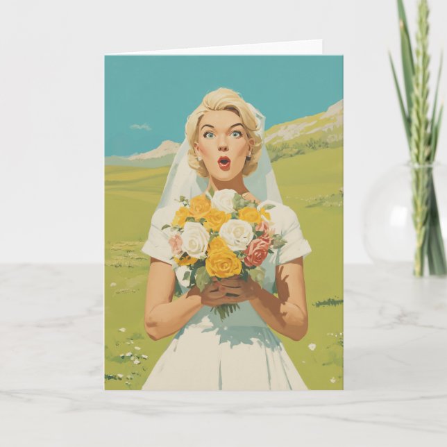 Carte Mariée surprise dans une prairie printanière (Devant)