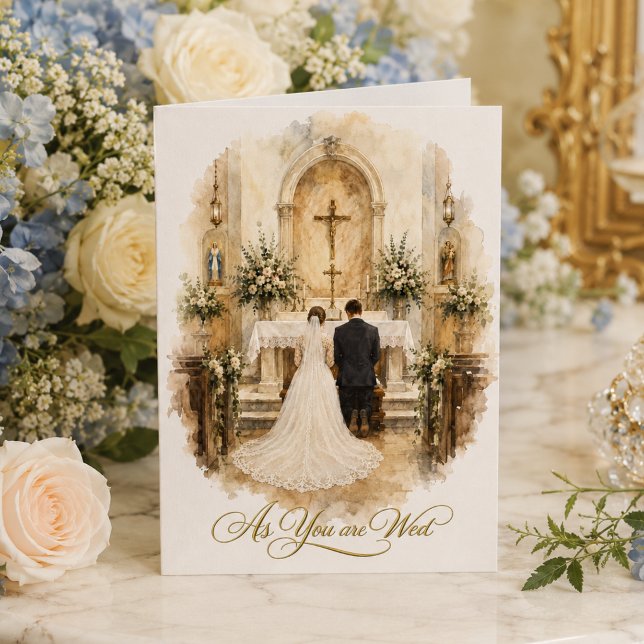 Carte Mariés agenouillés à l'autel de mariage (Créateur téléchargé)