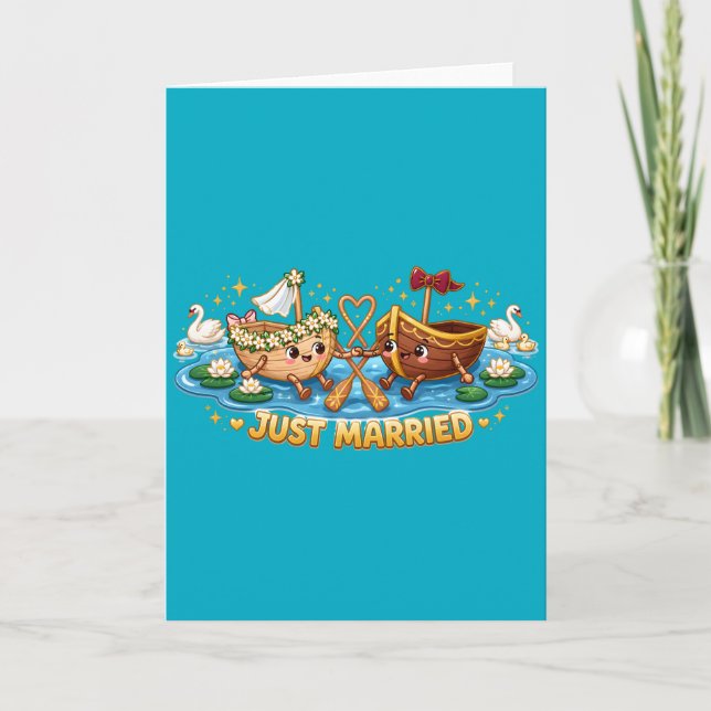 Carte Mariés Vaisseaux Mariage Mignon (Devant)