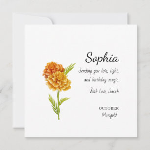 Carte Marigold d'octobre Anniversaire Personnalisé