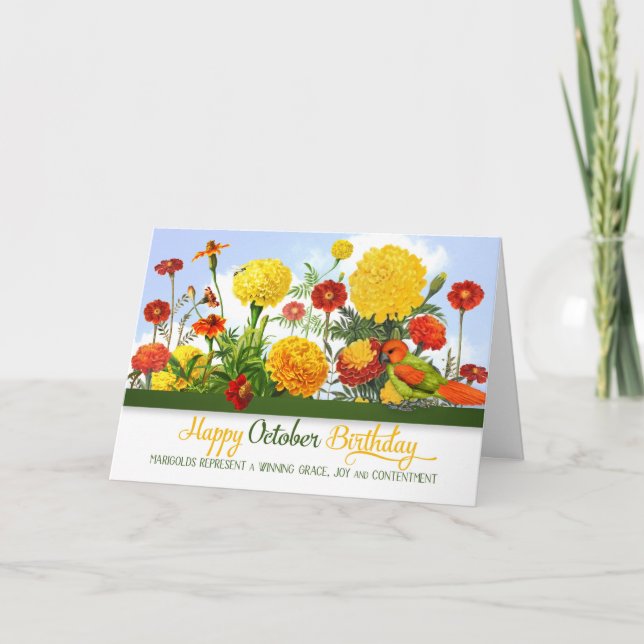 Carte Marigold Jardin d'anniversaire pour octobre (Devant)