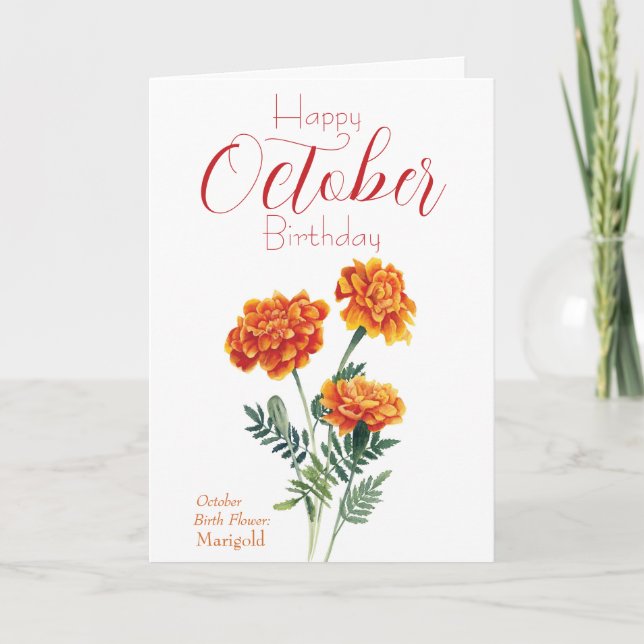 Carte Marigold Octobre Fleur de naissance Anniversaire (Devant)