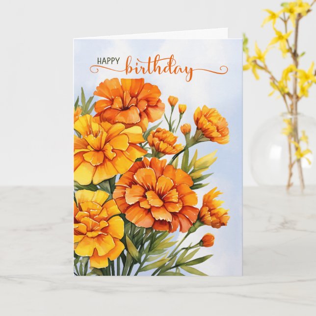 Carte Marigolds pour la saison d'automne Anniversaire (Fleur jaune)