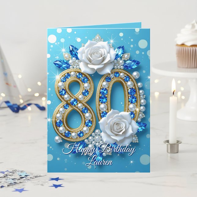 Carte Marine Blue Gems & Gold Pearl 80e anniversaire Sal (Créateur téléchargé)