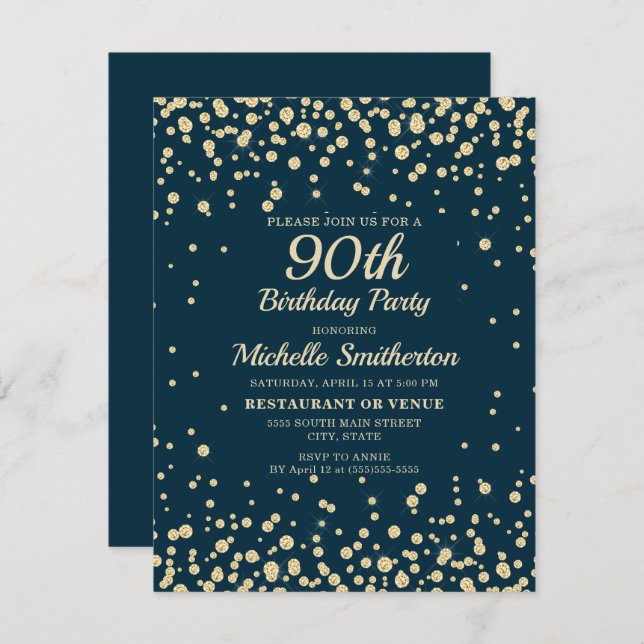 Carte Marine Blue Gold Diamond Parties scintillant Femme (Devant / Derrière)