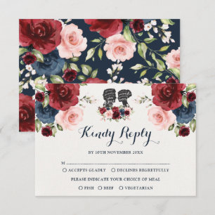 Carte Marine Burgundy Blush Watercolor Mariage Fleur RSV