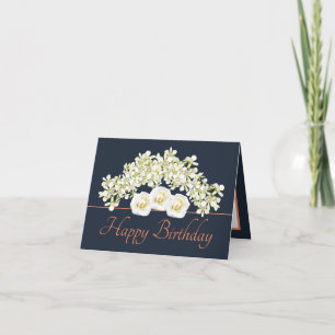 Carte Marine Orange Bouquet Orchidées Roses Joyeux anniv