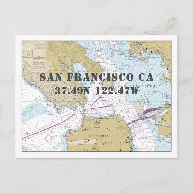 Carte marine San Francisco CA Latitude Longitude (Devant)