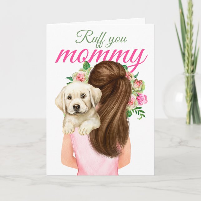 Carte Marionnette Jaune Labrador Avec Femme Ruff You Mam (Devant)