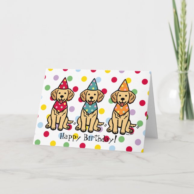 Carte Marionnettes Golden Retriever Anniversaire (Devant)