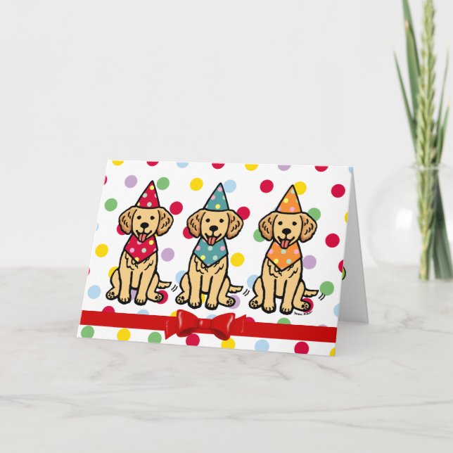 Carte Marionnettes Golden Retriever Anniversaire (Devant)