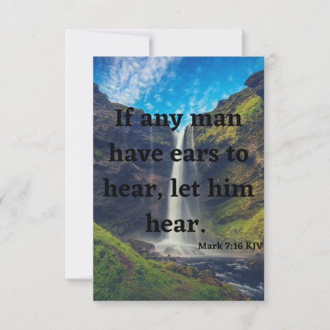 Carte Mark 7:16 KJV Bible Scripture Pic Greeting Card (Devant)