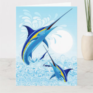 Carte Marlin Bleu Jaillissant de l'Océan