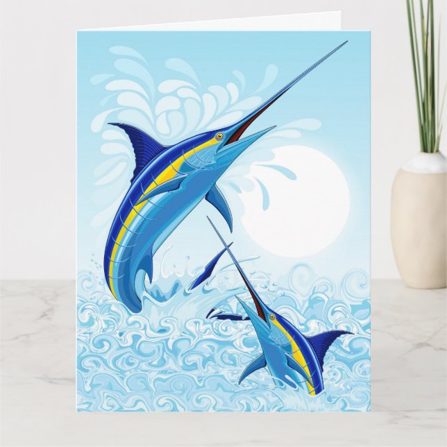 Carte Marlin Bleu Jaillissant de l'Océan (Devant)