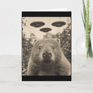 Carte Marmotte drôle selfie avec oufs Marmotte bizarre