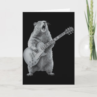 Carte Marmotte jouant de la guitare rock Bonne fête de l